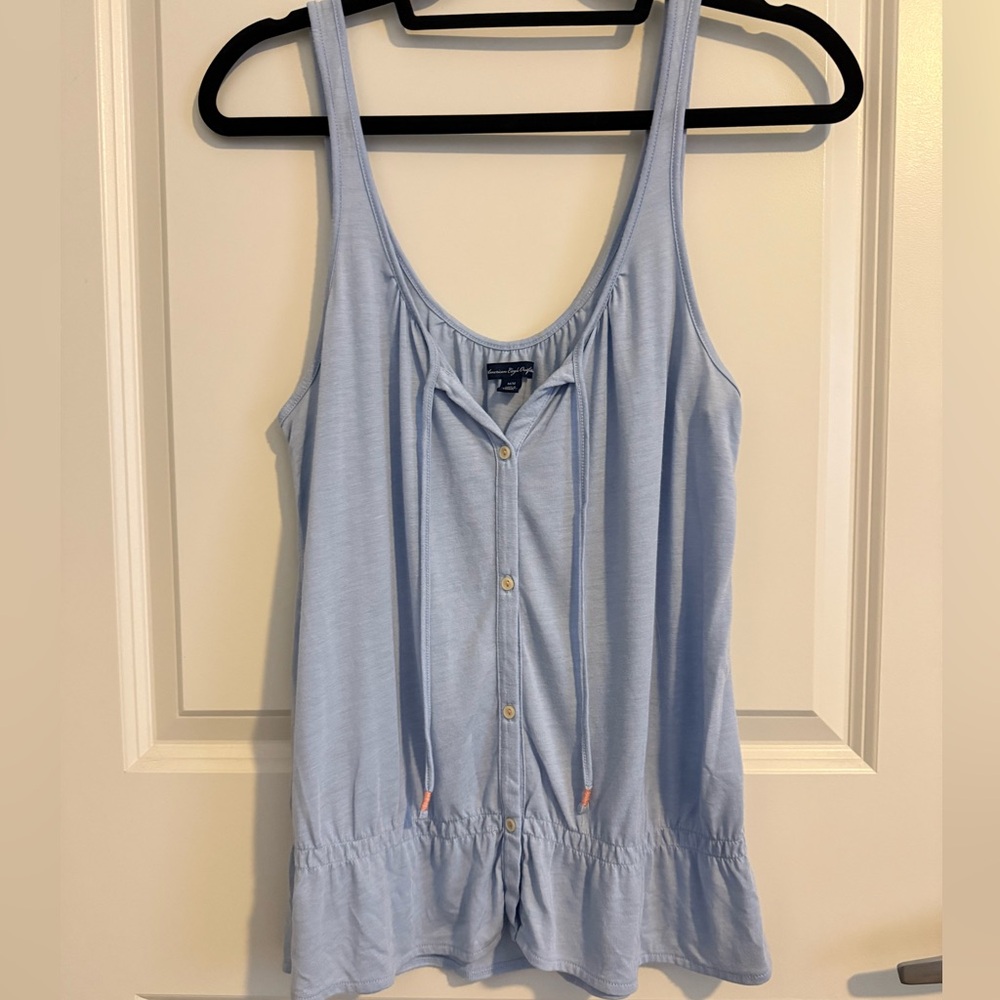 American Eagle Outfitters Blue Sleeveless Peplum Tank Top